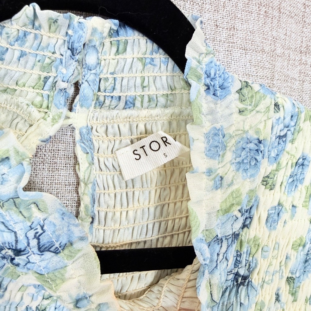 Storia Cottagecore Floral Tiered Mini Dress S Babydoll Sheer Fairy Boho Coquette - Picture 5 of 9